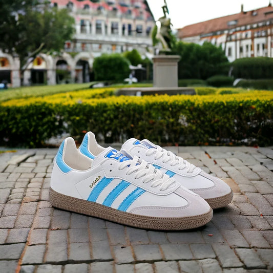 Adidas Samba White/Blue sea